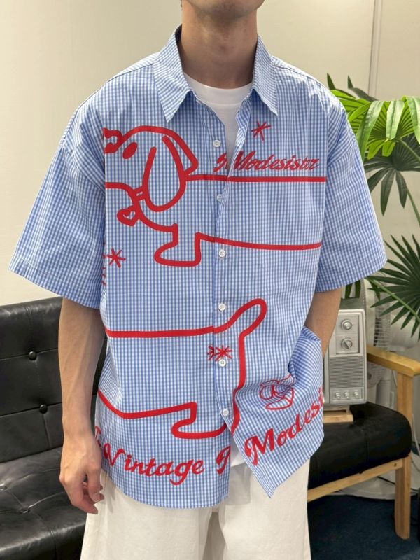 美式線條臘腸狗襯衫 