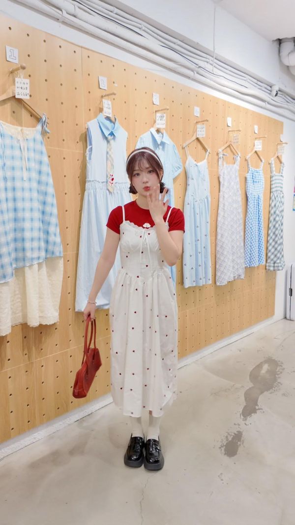 少女愛心收腰長洋裝 