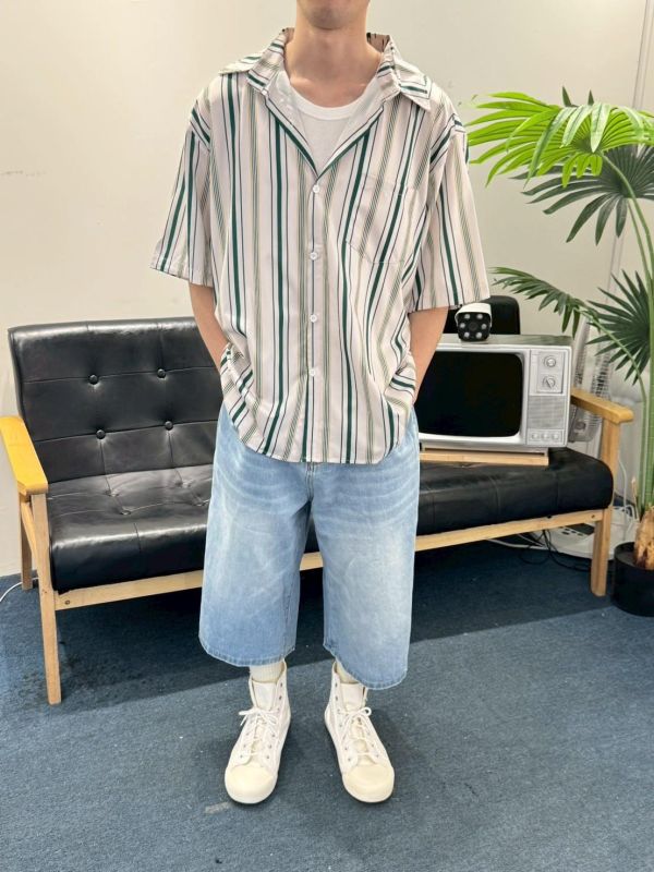 韓系粗細直條紋襯衫 