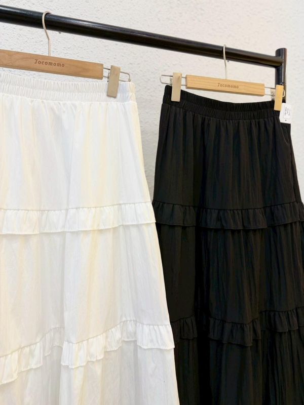 簡約木耳邊長裙 