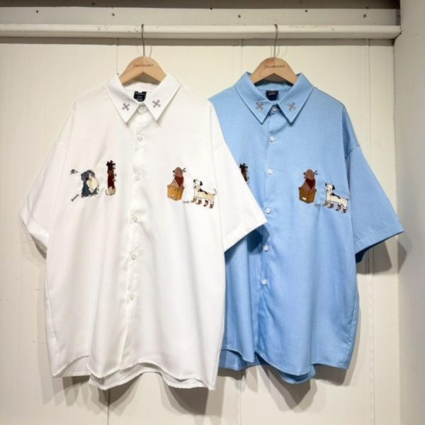 夏日小狗刺繡襯衫 