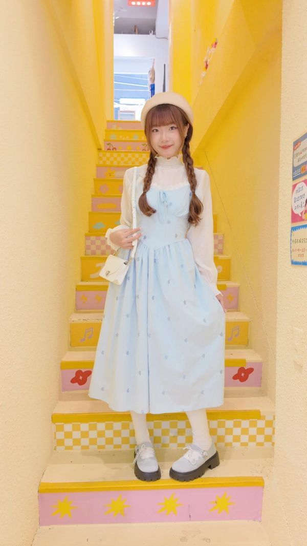 少女愛心收腰長洋裝 