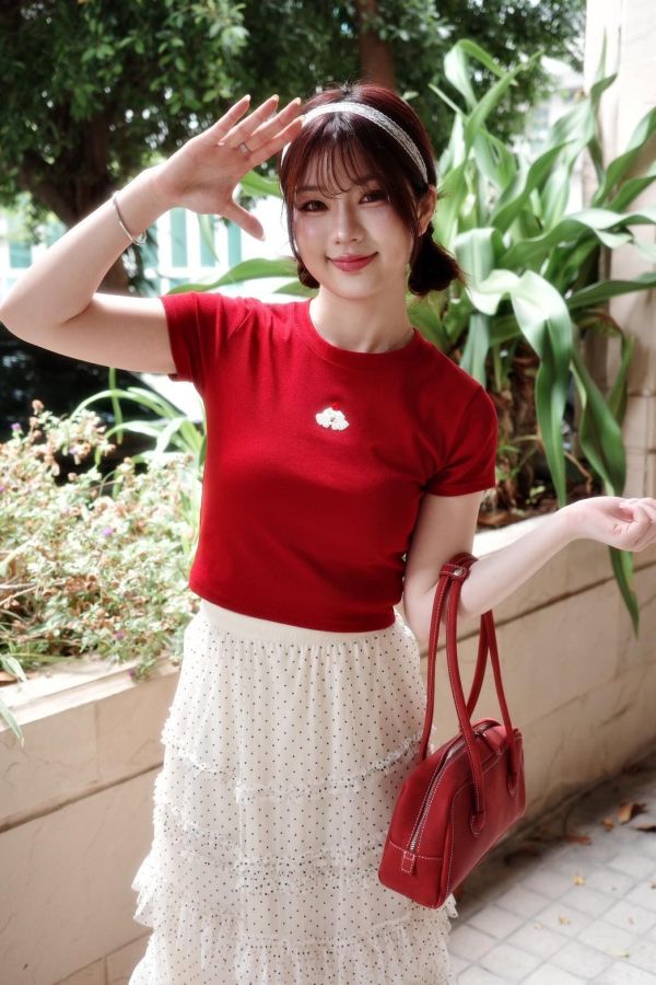 自訂款-蛋糕狗刺繡圓領上衣 (MIT) 