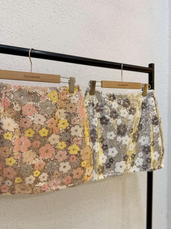 復古彩花亮片短裙 