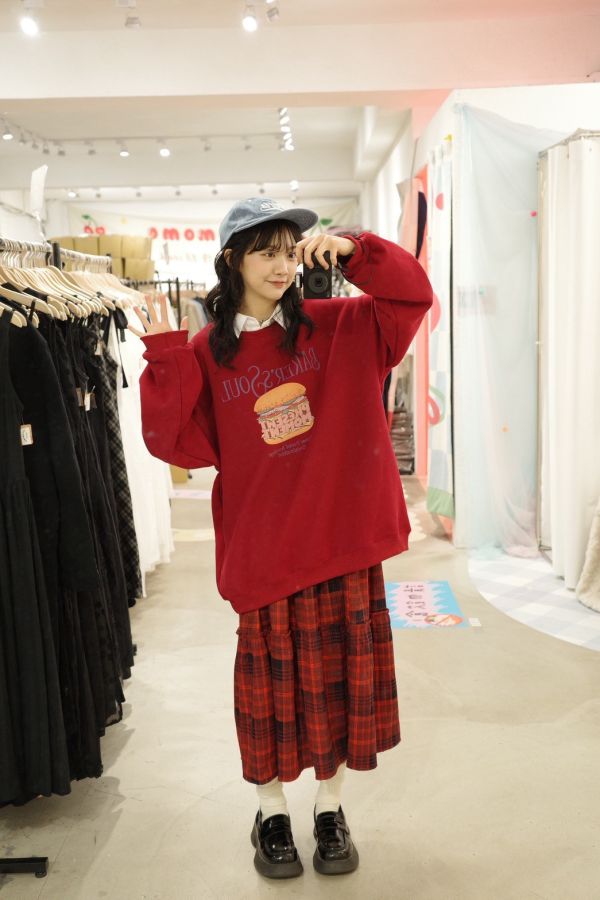 復古格紋蛋糕裙 (冬) 