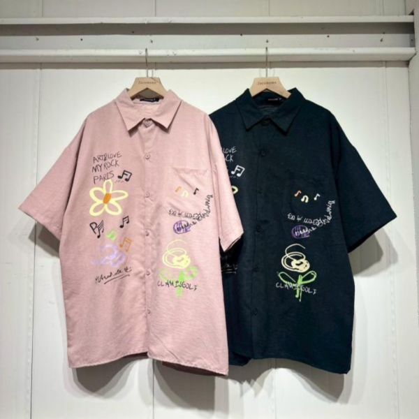 彩色小花塗鴉襯衫 