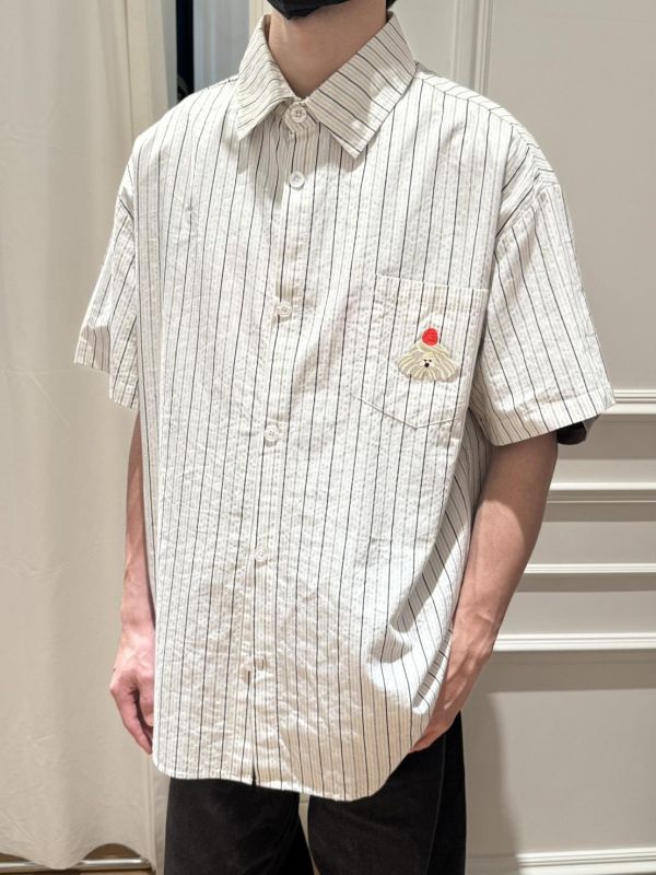 自訂款-蛋糕狗刺繡條紋襯衫 