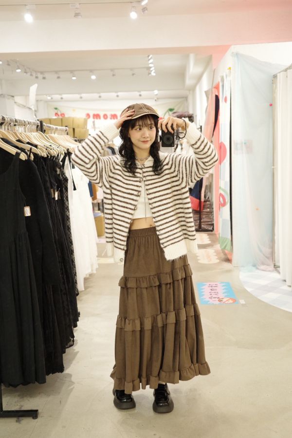 質感細紋木耳邊長裙 (冬) 