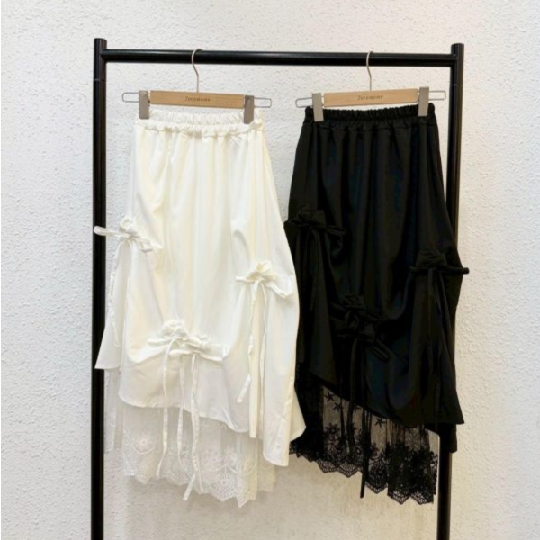 造型綁帶拼接長裙 