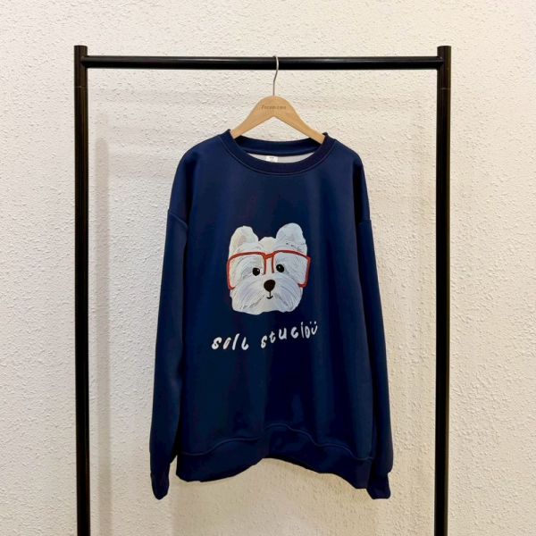 眼鏡小狗插畫大學踢 (無刷毛) 