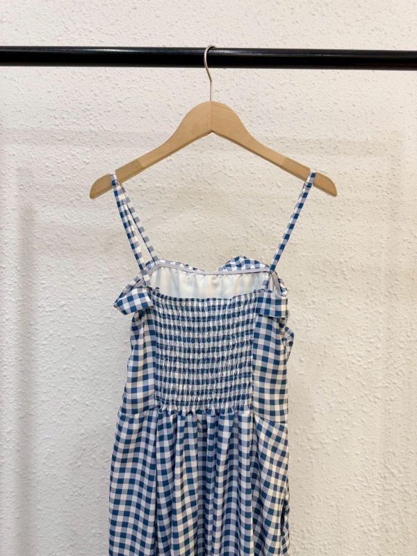 造型格紋細肩洋裝 