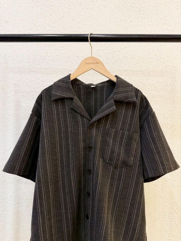 日系條紋古巴領襯衫 