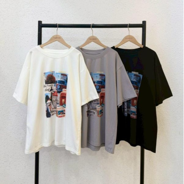 美式拼貼印花大踢 