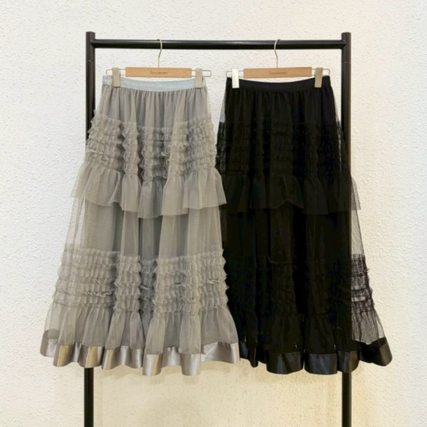 氣質抓皺層次紗裙 