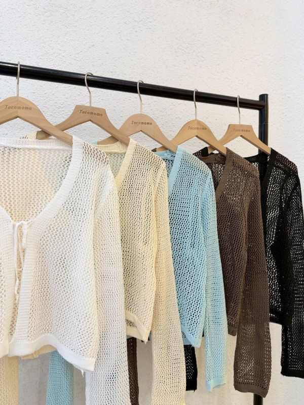 夏日鏤空針織罩衫 