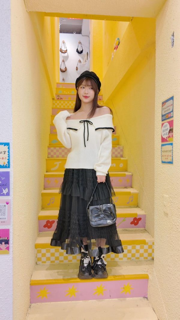 氣質抓皺層次紗裙 