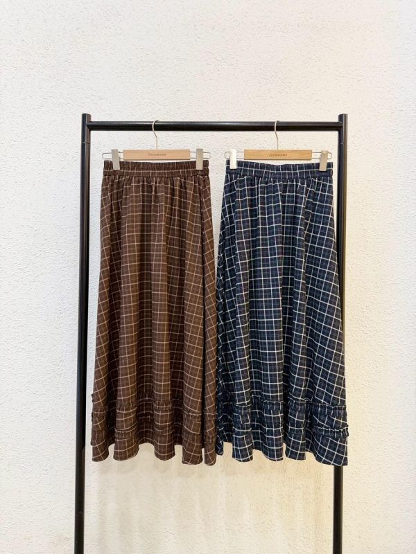 復古大方格長裙 