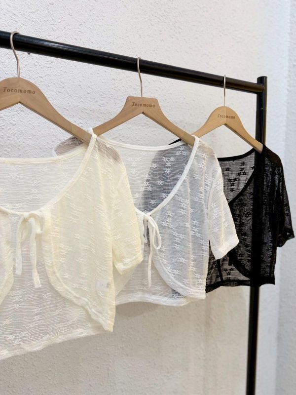 小花透透短袖罩衫 