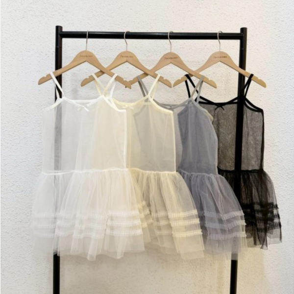 細肩網紗蛋糕罩衫 