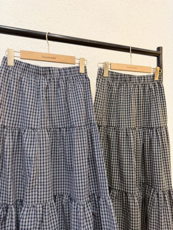 文青小方格蛋糕裙 