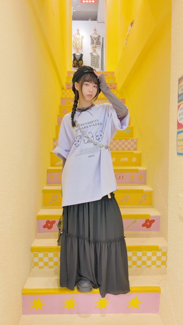 全鬆緊三層蛋糕裙 