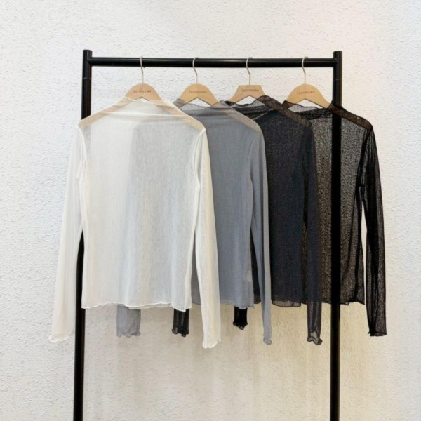 日常網紗長袖透膚 