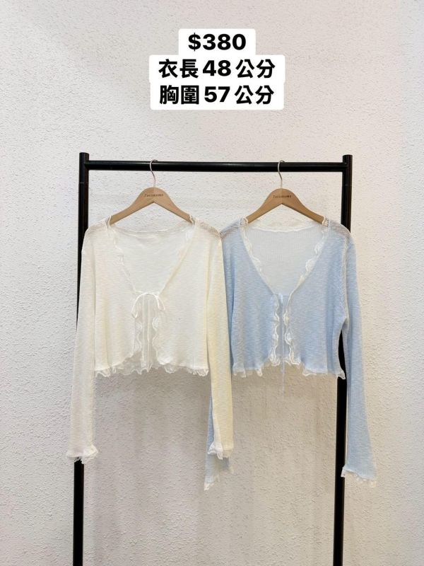 清透蕾絲綁帶罩衫 
