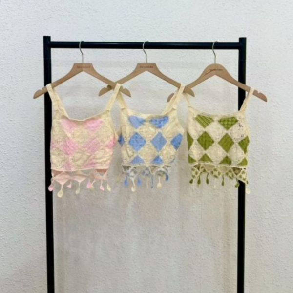 菱格流蘇小背心 