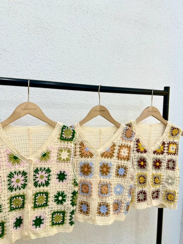 復古方格有釦小背心 