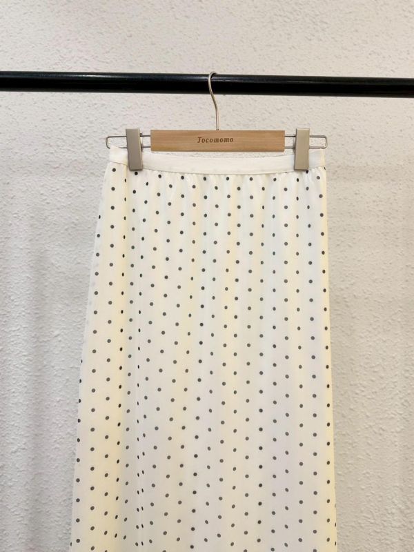 簡約點點雙層長裙 