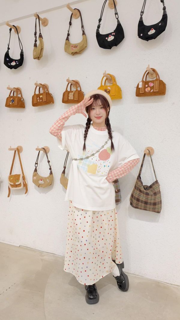 少女方格長袖透膚 