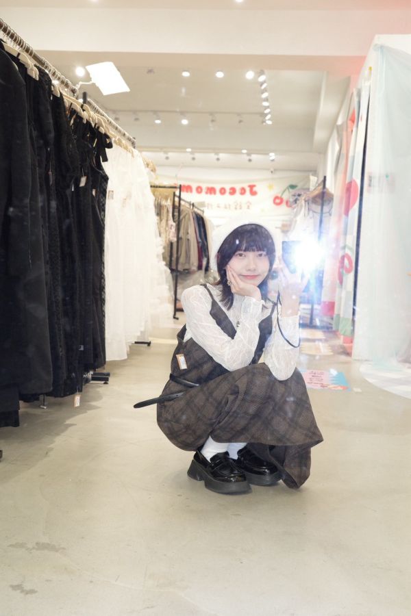 細肩菱格紋長裙 (冬) 