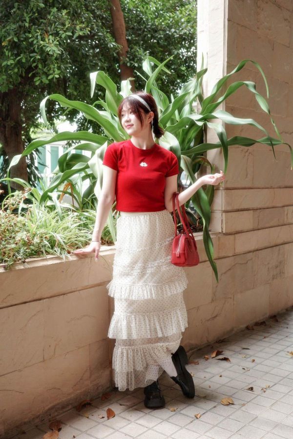 溫柔層次圓點紗裙 