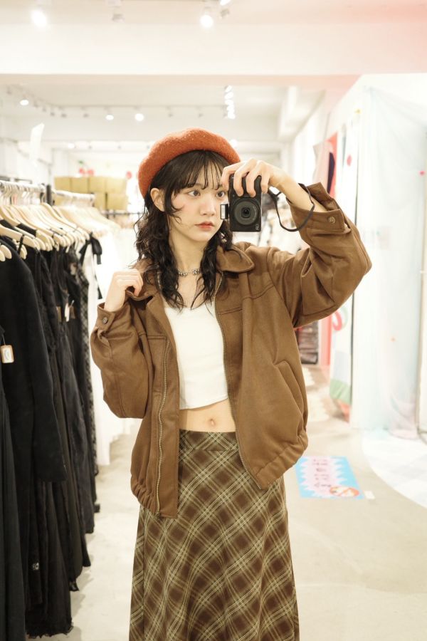 氣質菱格紋長裙 (冬) 