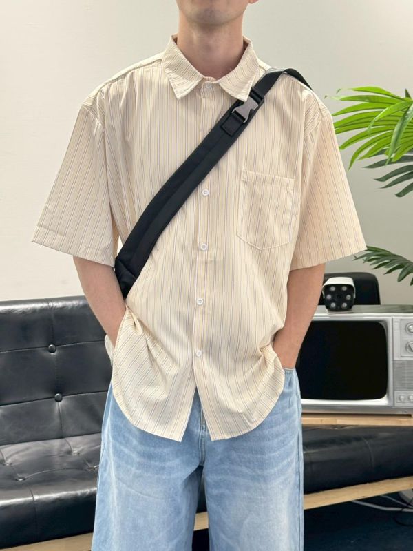 韓系奶油條紋襯衫 