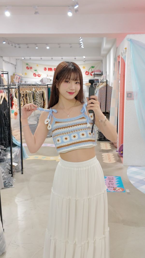 小花花綁帶小背心 