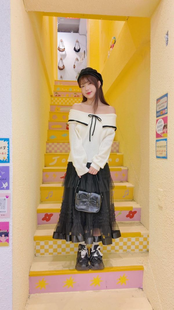 氣質抓皺層次紗裙 