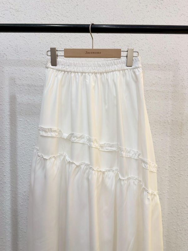 百搭斜荷葉邊長裙 