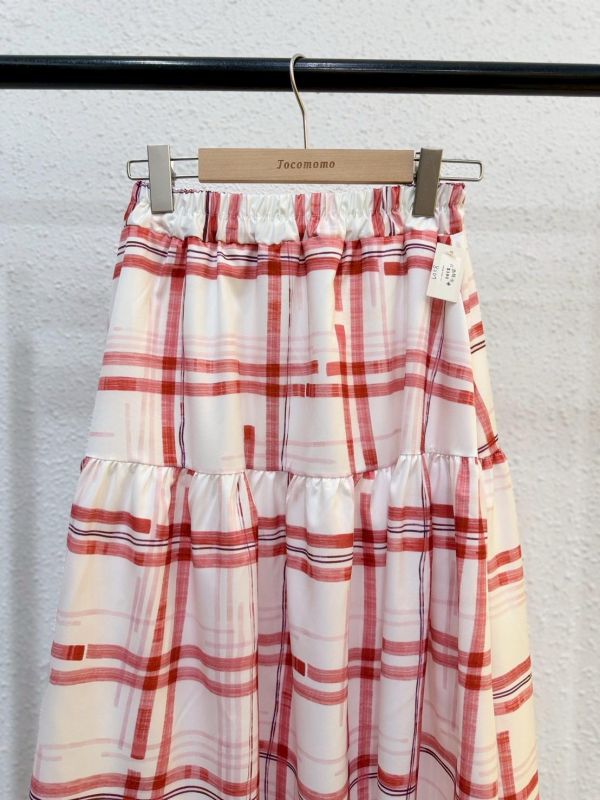 少女方格雙層長裙 