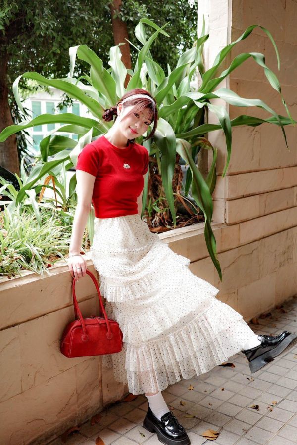 溫柔層次圓點紗裙 