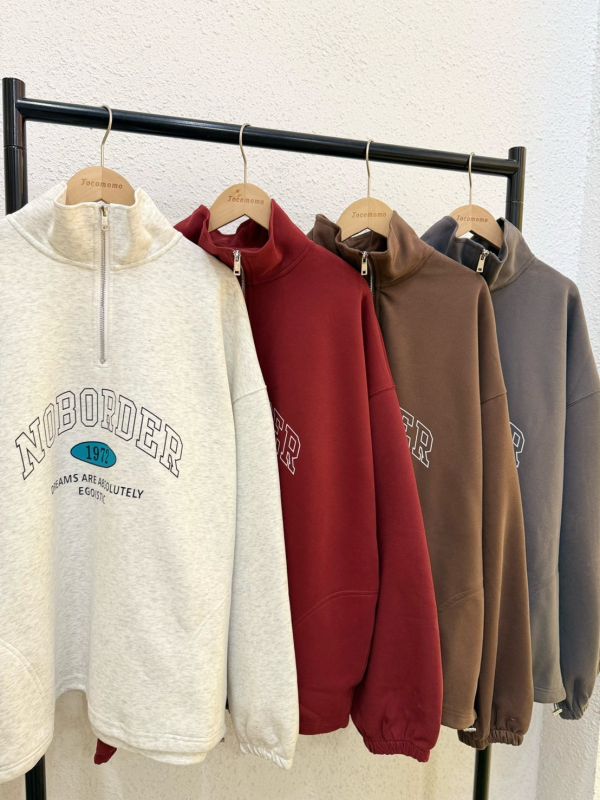 日常美式半拉鍊大學踢 (無刷毛) 