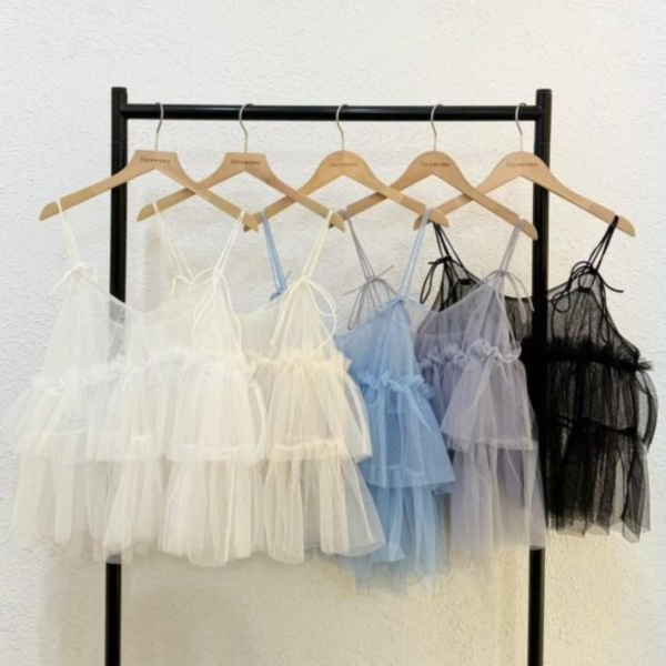 氣質澎澎透紗罩衫 