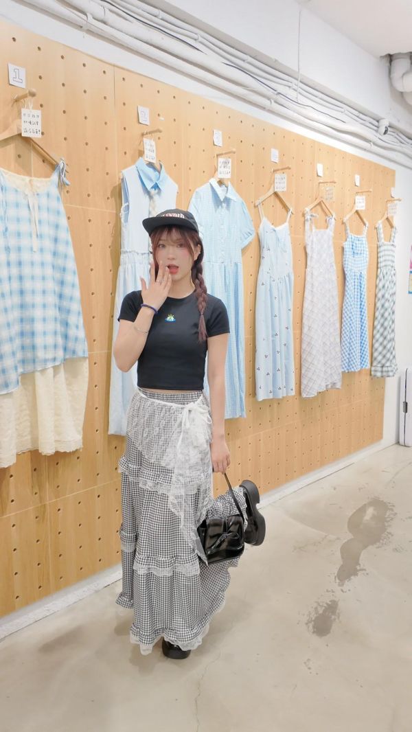 法式蕾絲綁帶片裙 