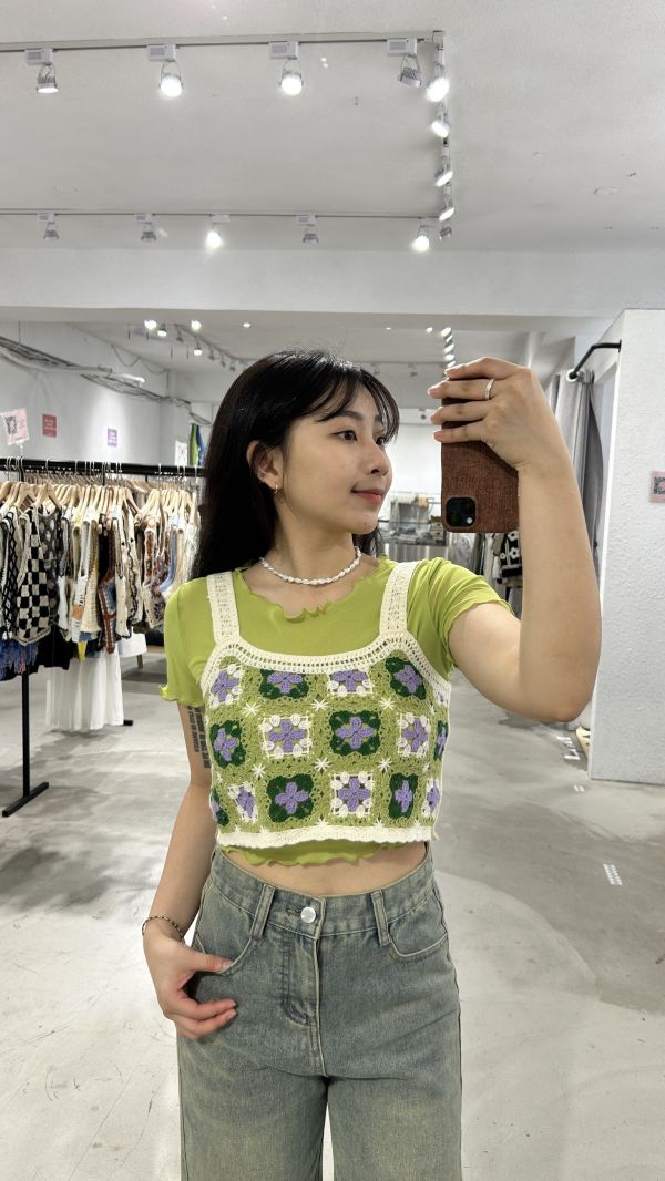 跳色窗花小背心 