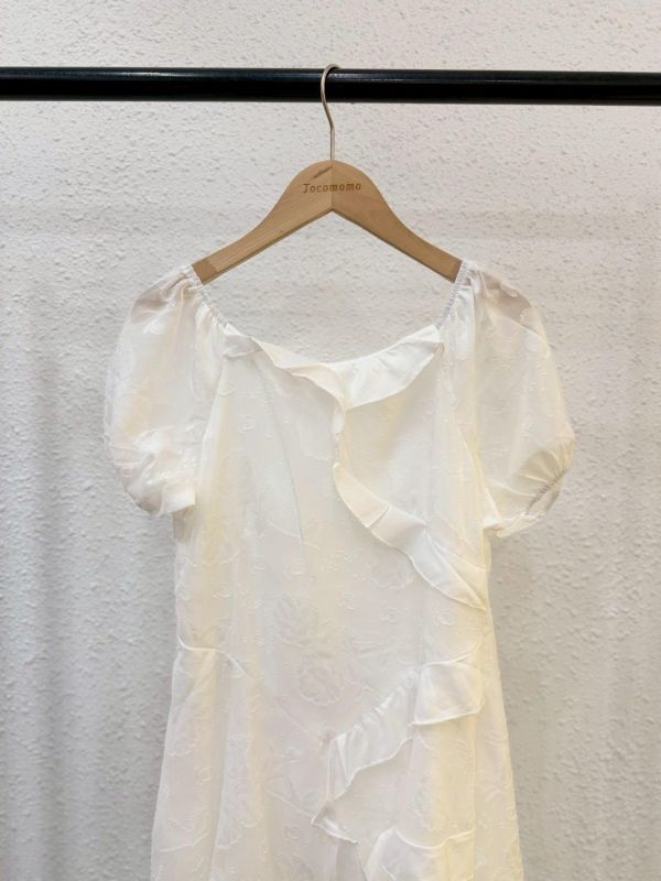 優雅捲邊不規則洋裝 