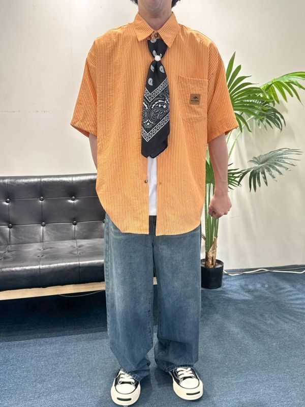 馬卡龍條紋小標襯衫 