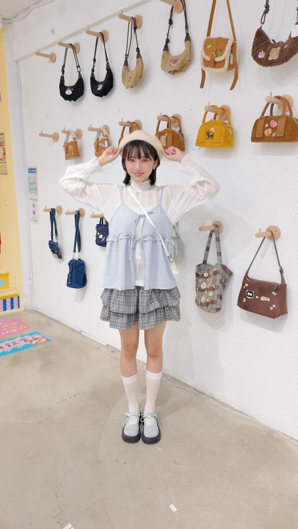 小格紋層次短裙 
