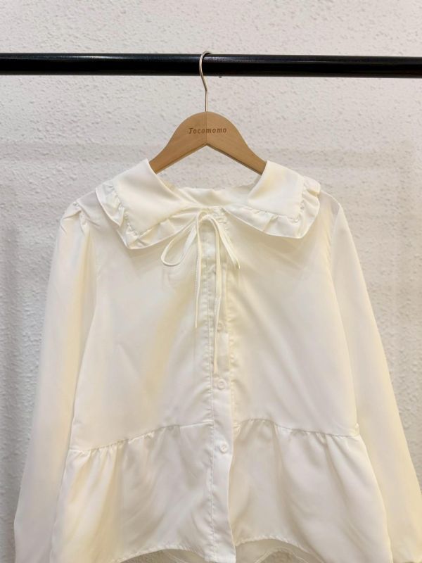 日系娃娃領長袖襯衫 