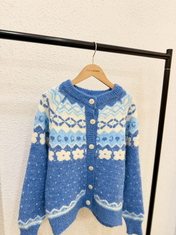 日系小花花針織外套 