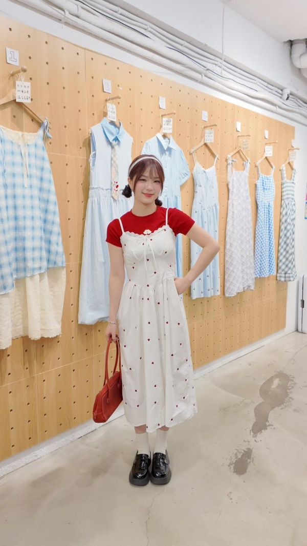 少女愛心收腰長洋裝 